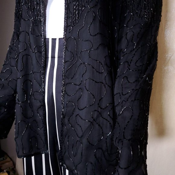 Vintage beaded silk cardigan blazer - Picture 5 of 10